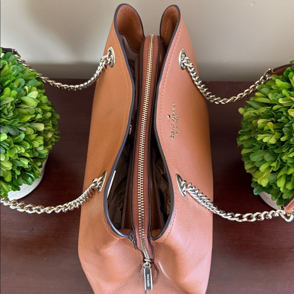 KATE SPADE ♠️ New York 🤎Jordyn🤎 MEDIUM CHAIN-HANDLE LEATHER TOTE BAG 🌟EUC🌟 - Picture 13 of 17